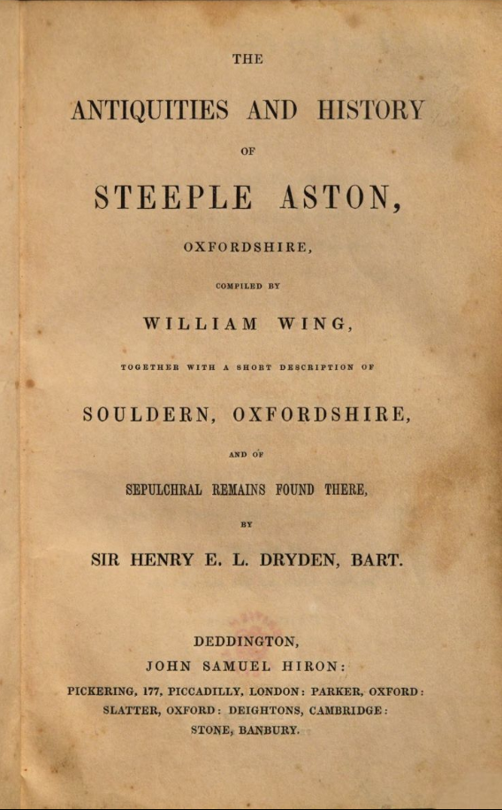 Dryden Account of Souldern 1845